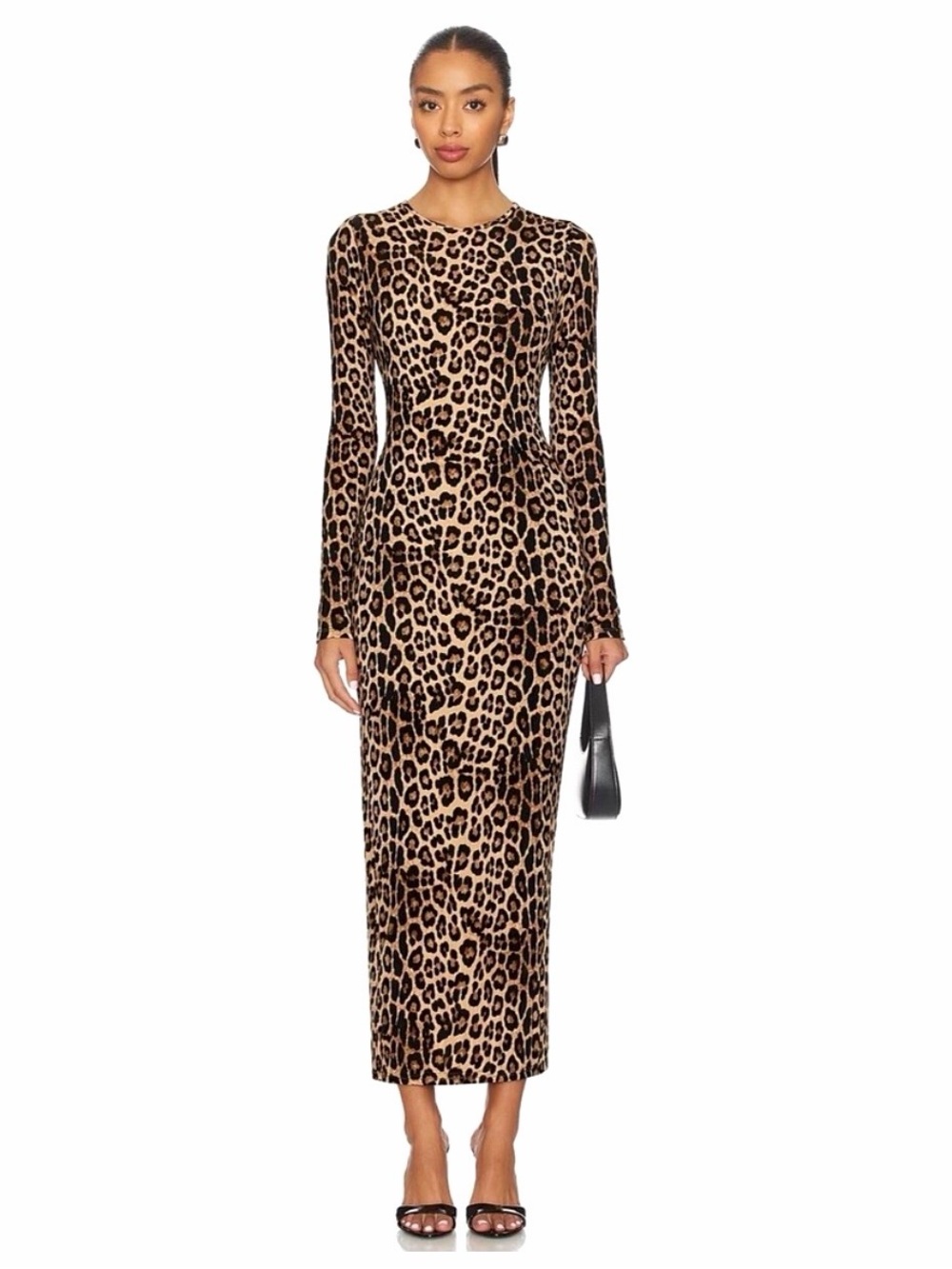 Good American | Leopard Print Bodycon Maxi Stretch Knit Dress